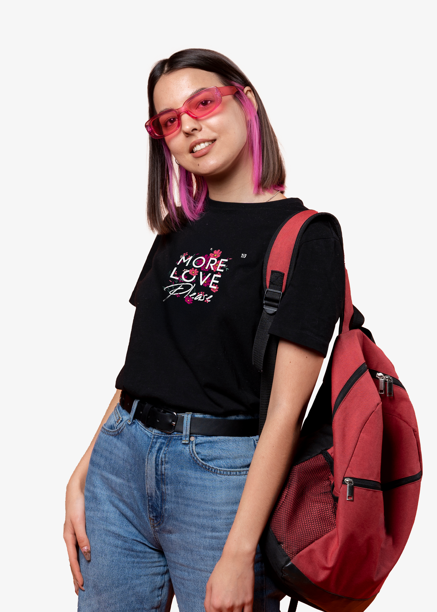 More Love Please: Black T-Shirt for Women