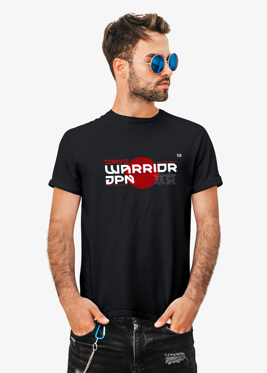 Tokyo Warrior: Black T-Shirt for Men