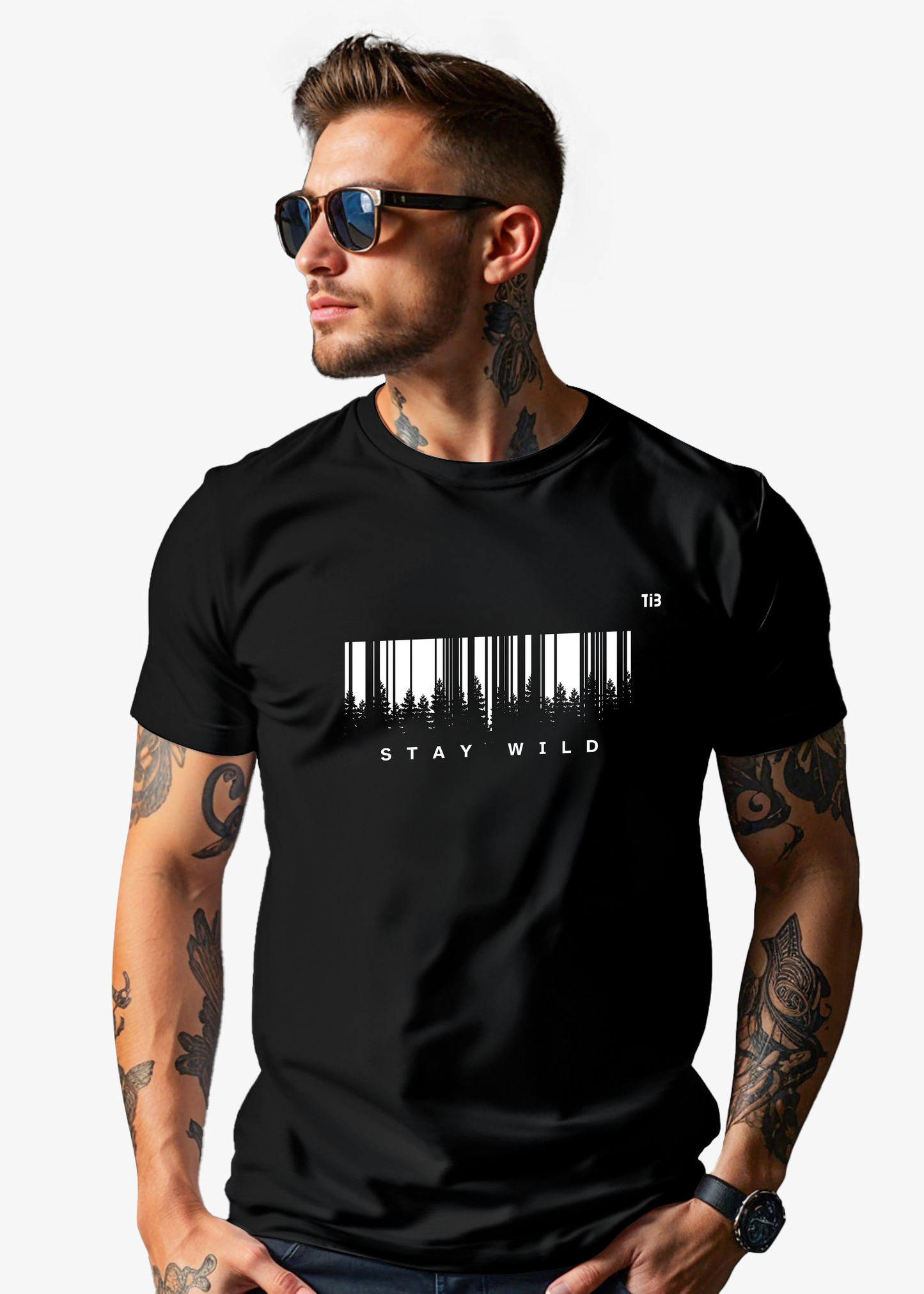 Stay Wild: Black T-Shirt for Men