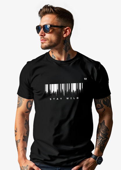 Stay Wild: Black T-Shirt for Men