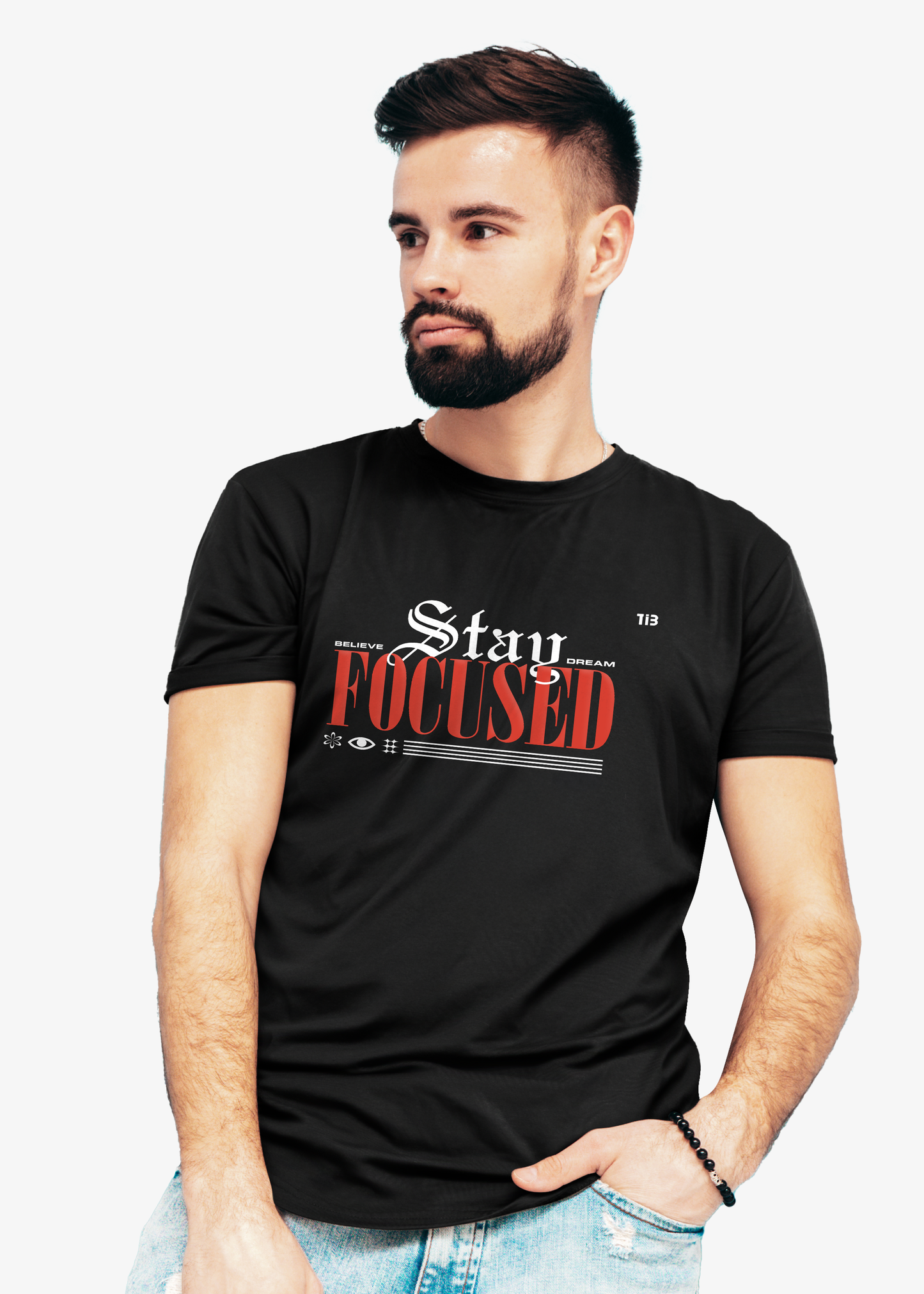 Stay Focused: Black T-Shirt for Men