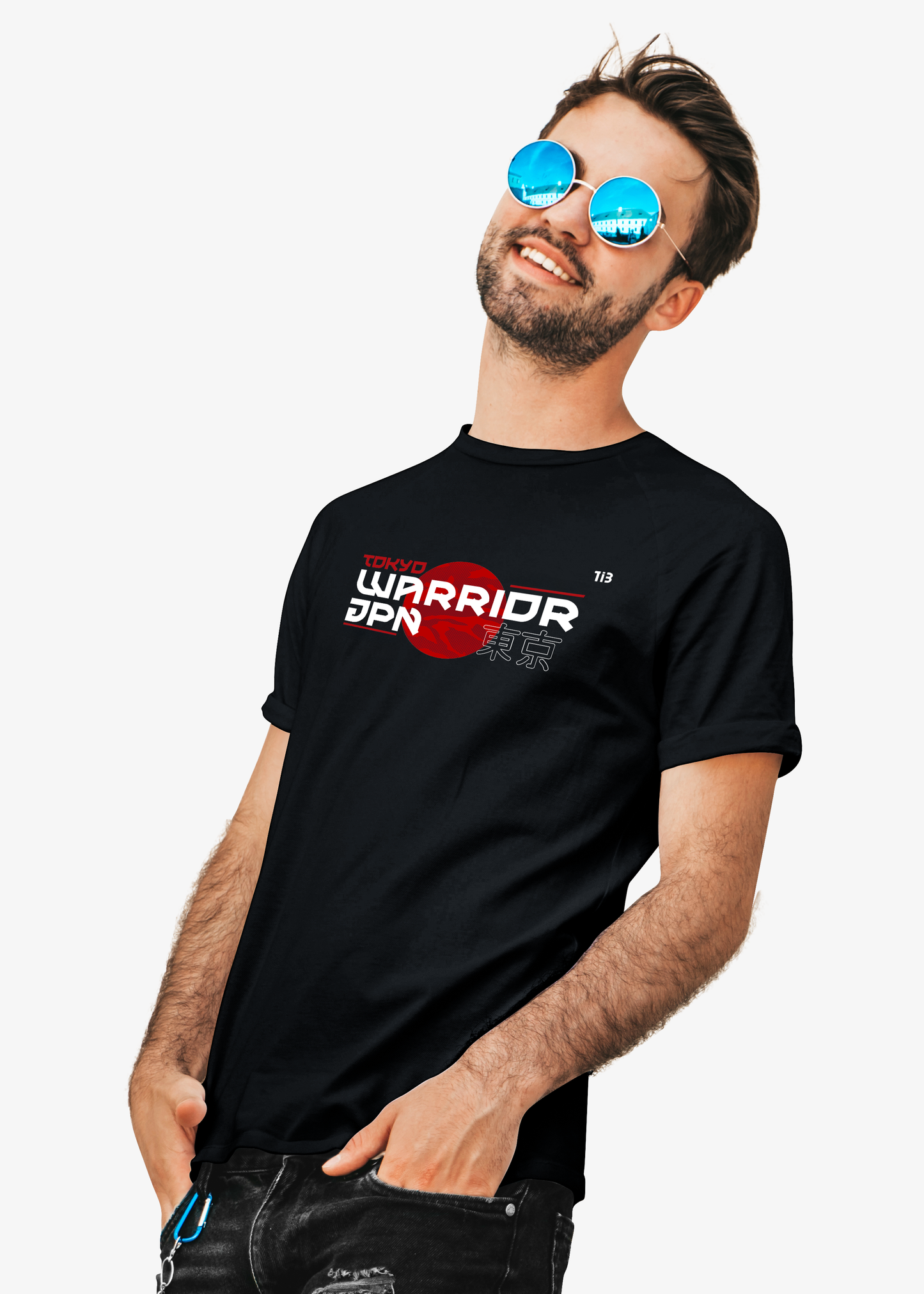 Tokyo Warrior: Black T-Shirt for Men