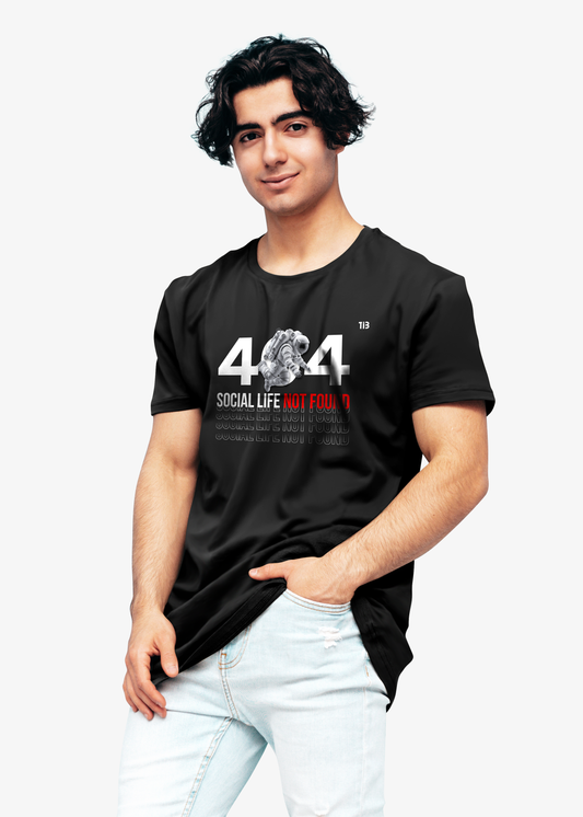 Error 404: Social Life Not Found Black Tshirt